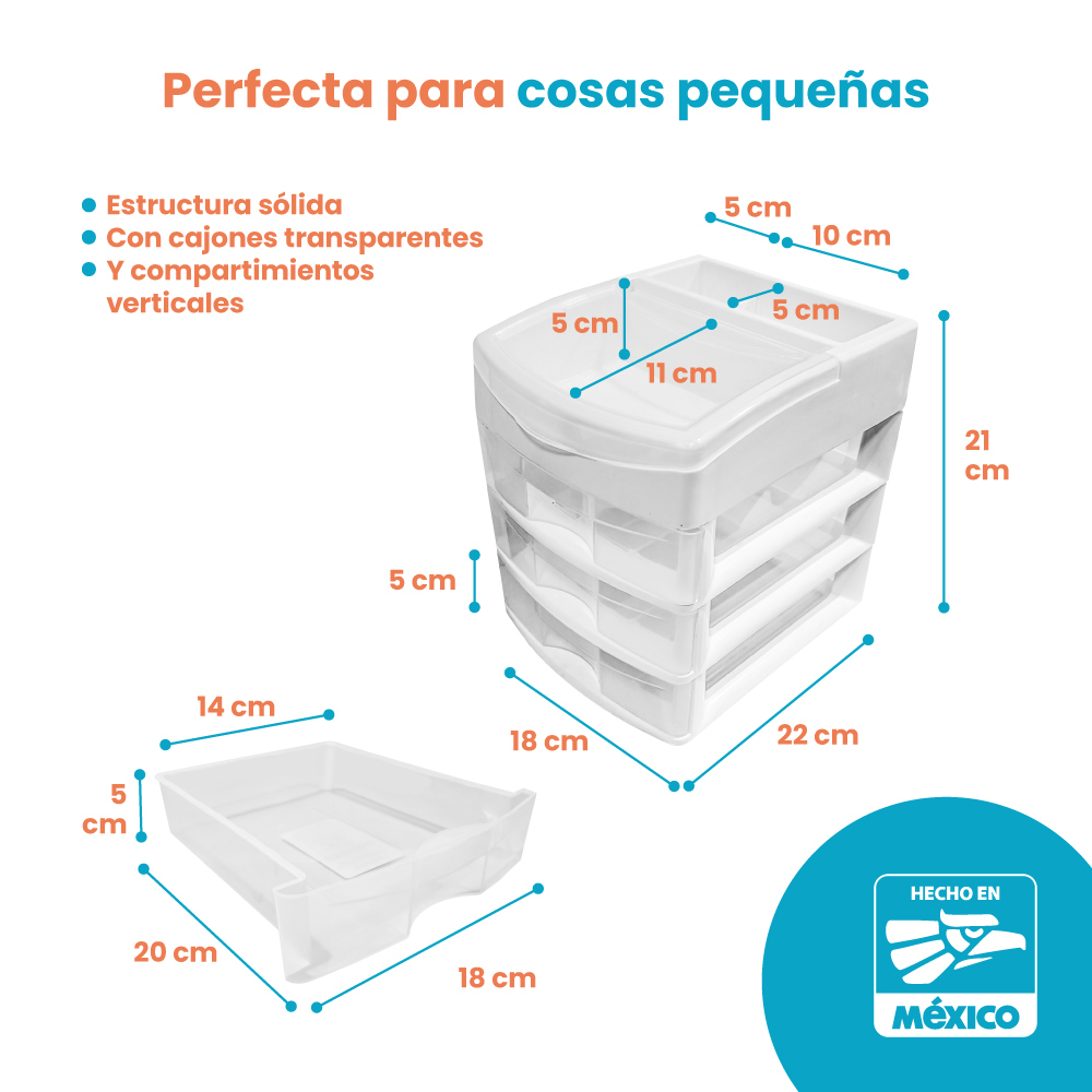 Organizador 3 Cajones Compartimiento Escritorio - Imagen 5