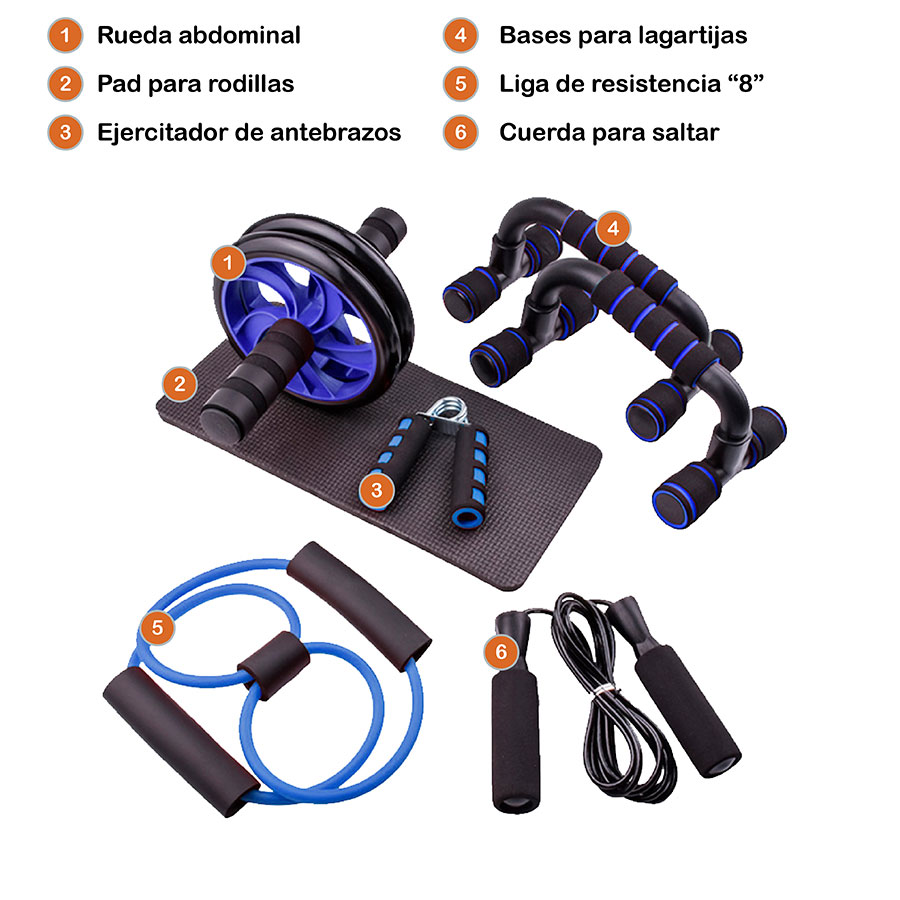 Set 5 en 1 rueda abdominal doble y accesorios - ENDEAVOR - Imagen 10