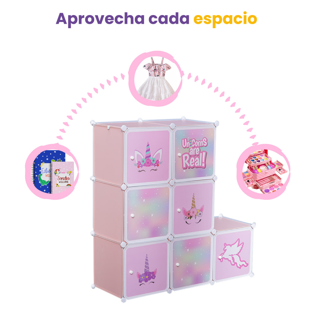 Closet infantil 7 cubos con perchero modular - Imagen 8