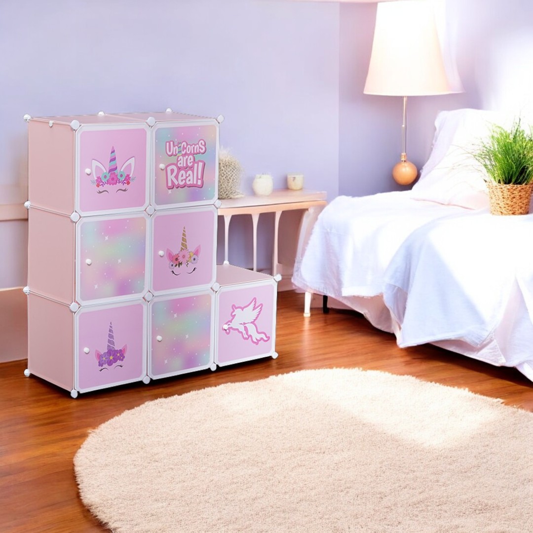 Closet infantil 7 cubos con perchero modular - Imagen 5