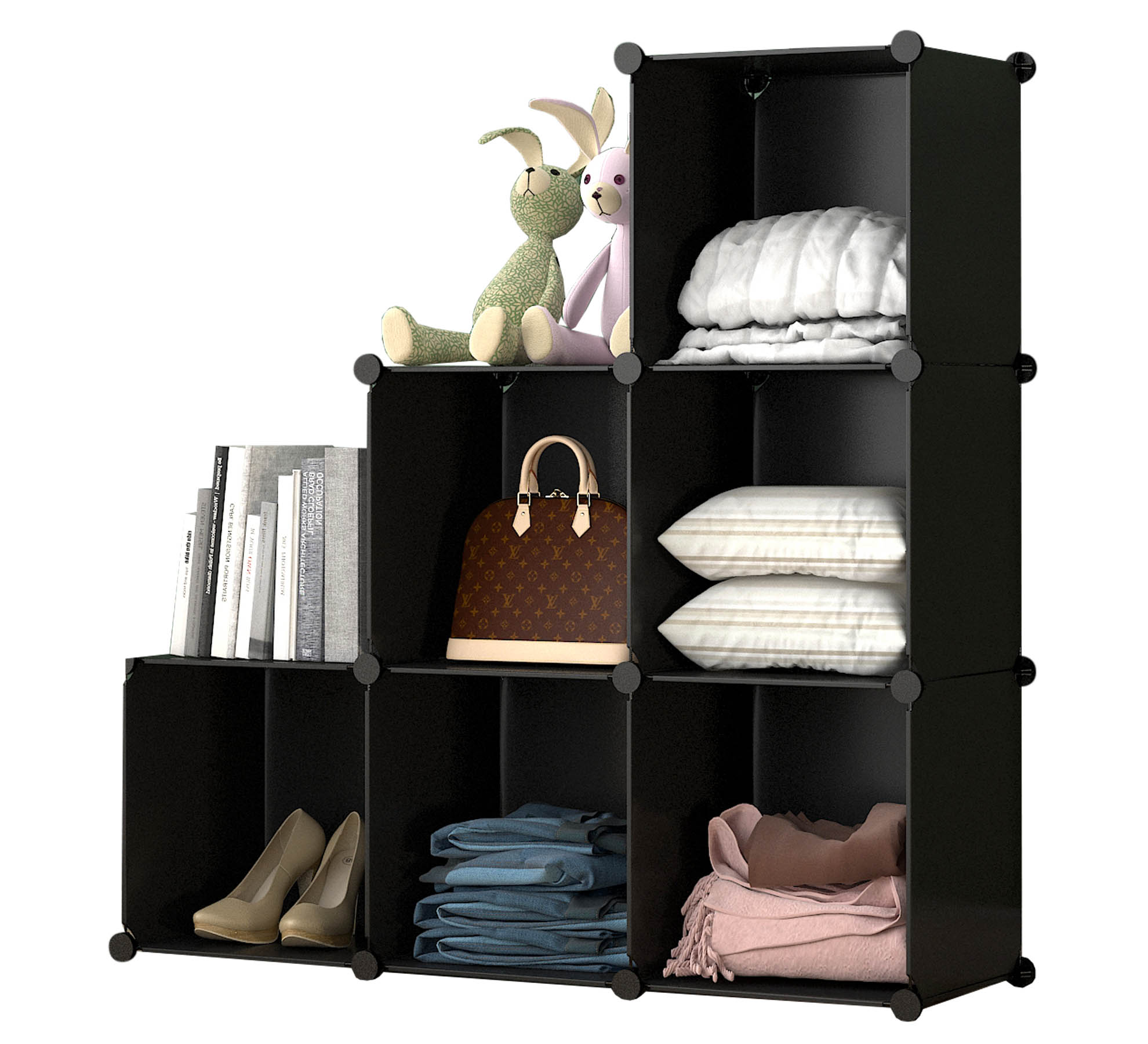 Juguetero organizador plástico 6 cubos mueble modular