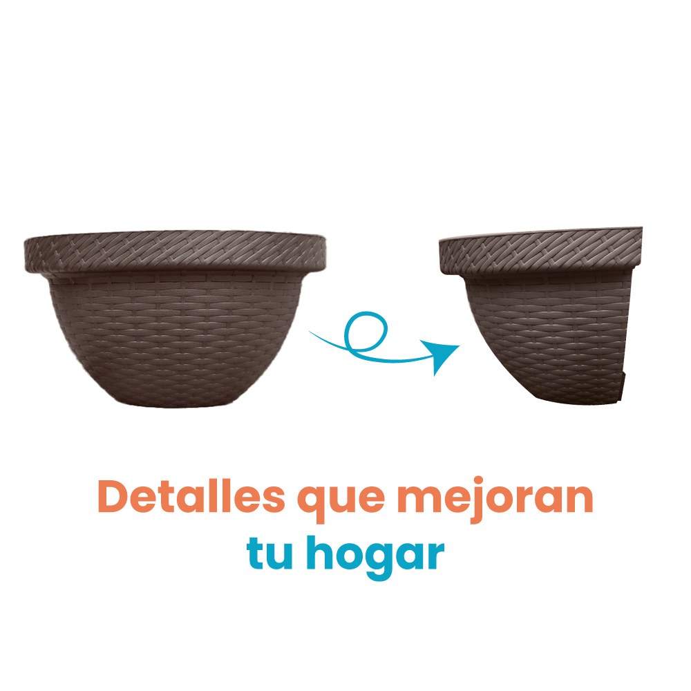 Maceta Rattan Pared Media Luna 5 Litros - Imagen 4