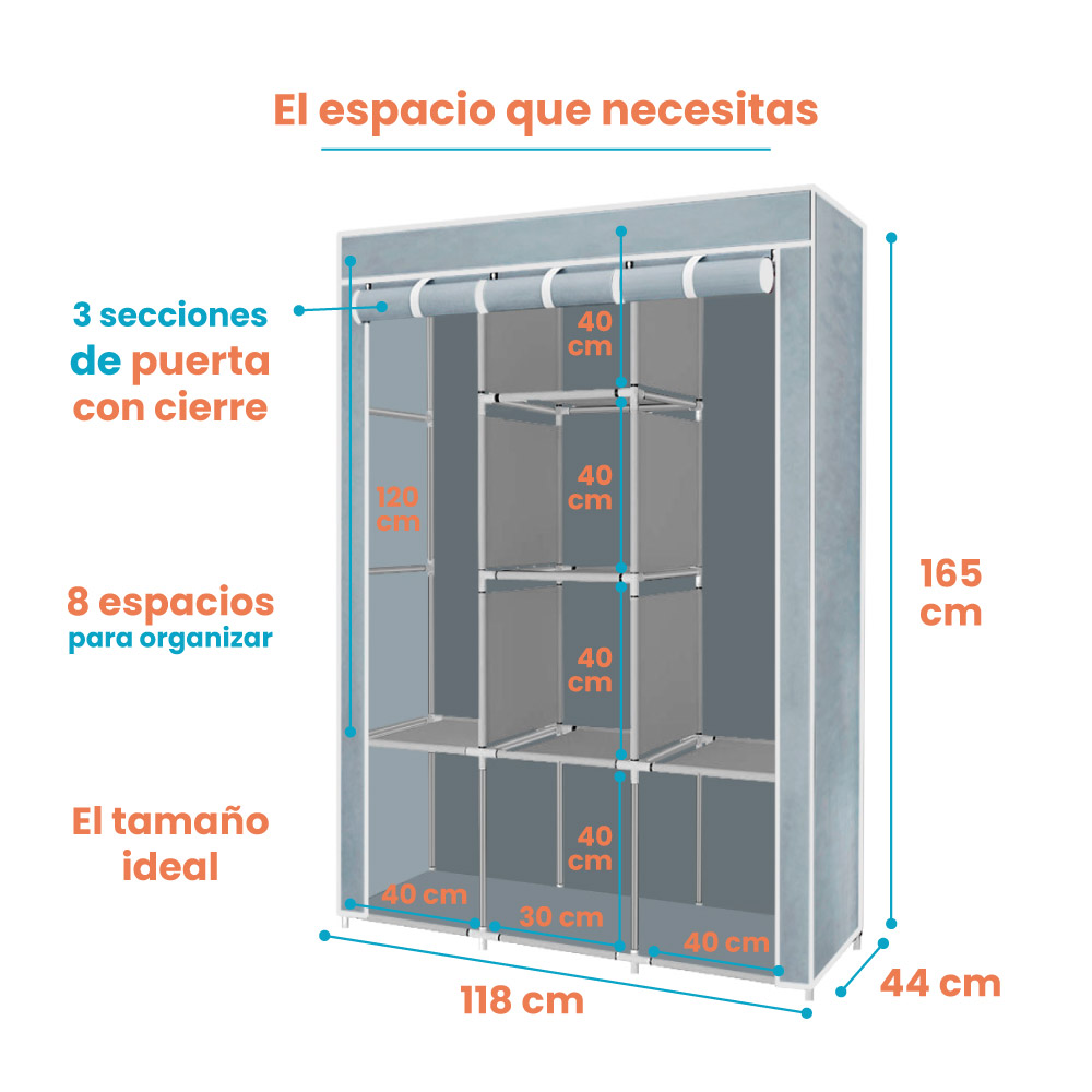 Closet Organizador Armable 1611 Plateado - Imagen 3