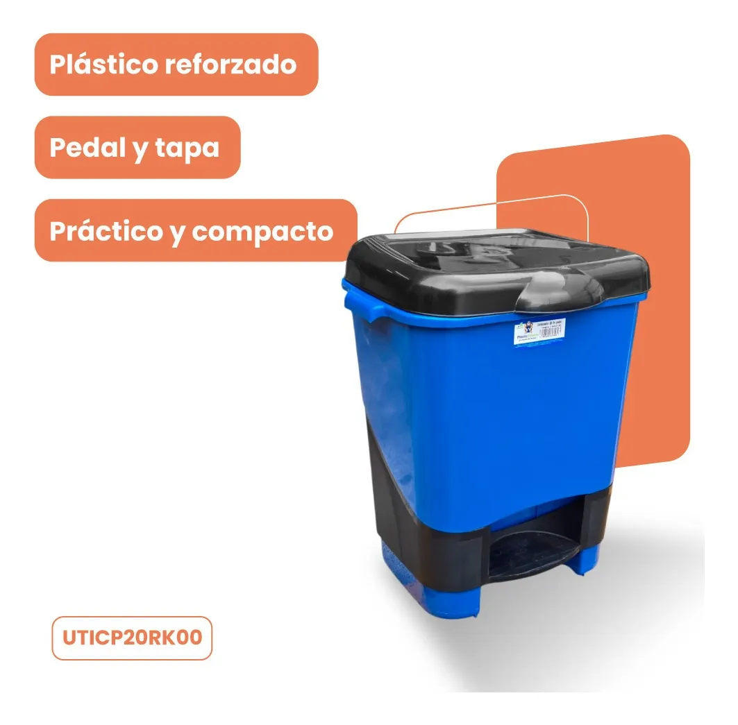 Cesto contenedor 20 litros con pedal liso - Imagen 5