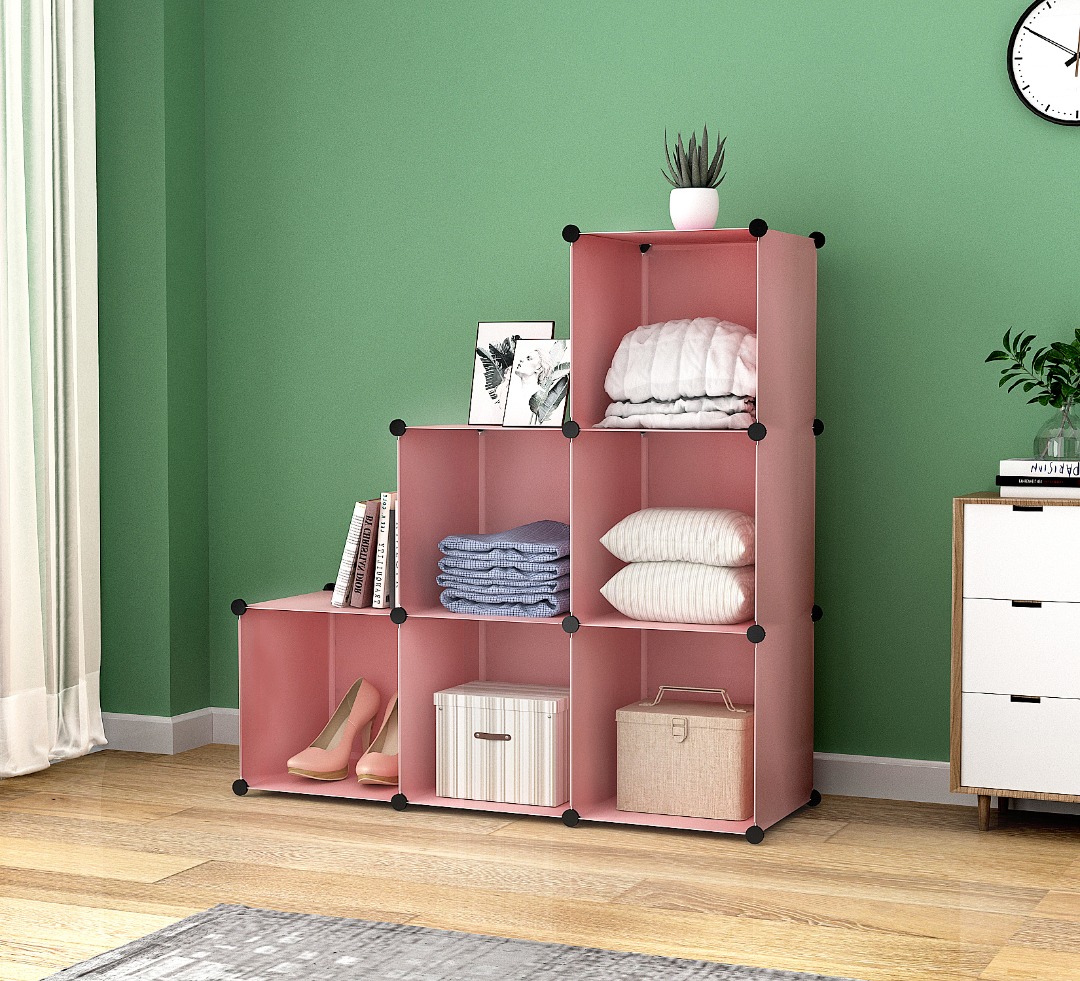 Juguetero organizador plástico 6 cubos mueble modular - Imagen 3