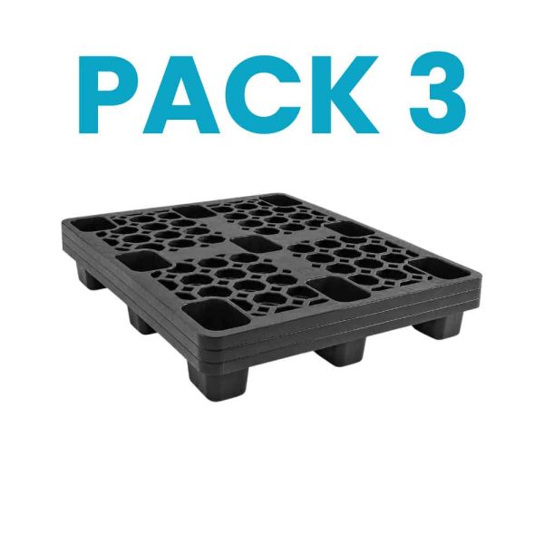 Pack 3 Tarimas One way 4 Entradas 200 kg de Carga Plástico Antiderrapante