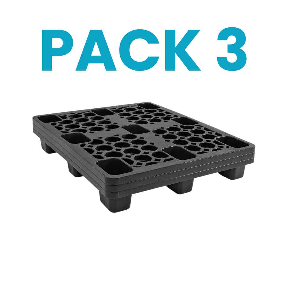 Pack 3 Tarimas One way 4 Entradas 200 kg de Carga Plástico Antiderrapante