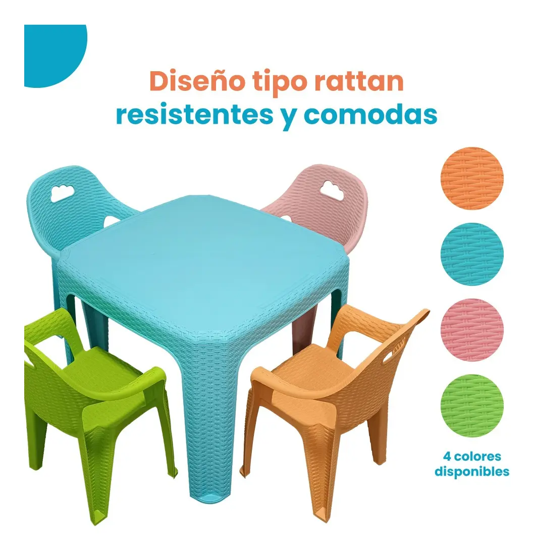 Combo Mesa Infantil y 4 Sillas Para Niños - Imagen 5