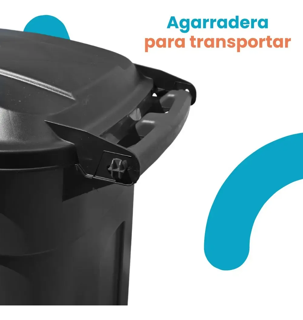 Combo 2 Botes Contenedores de Basura con Ruedas y Tapa Abatible 135 Litros Mod. Tacho - Imagen 4