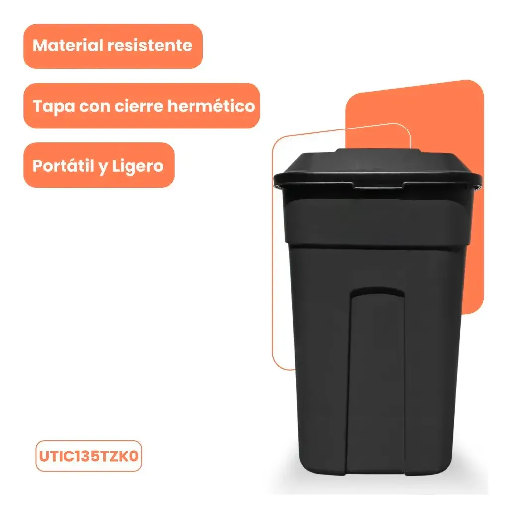 Combo 2 Botes Contenedores de Basura con Ruedas y Tapa Abatible 135 Litros Mod. Tacho - Imagen 3
