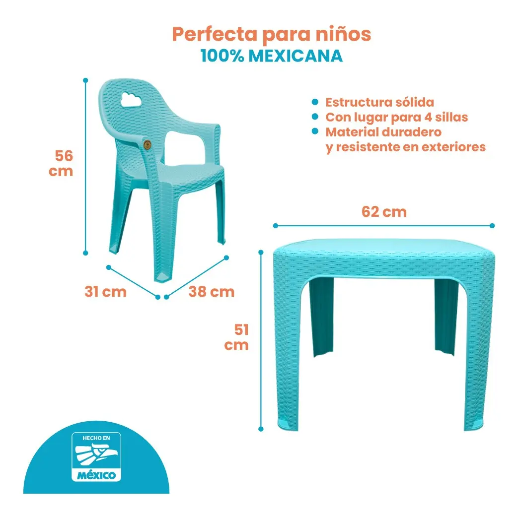 Combo Mesa Infantil y 4 Sillas Para Niños - Imagen 3