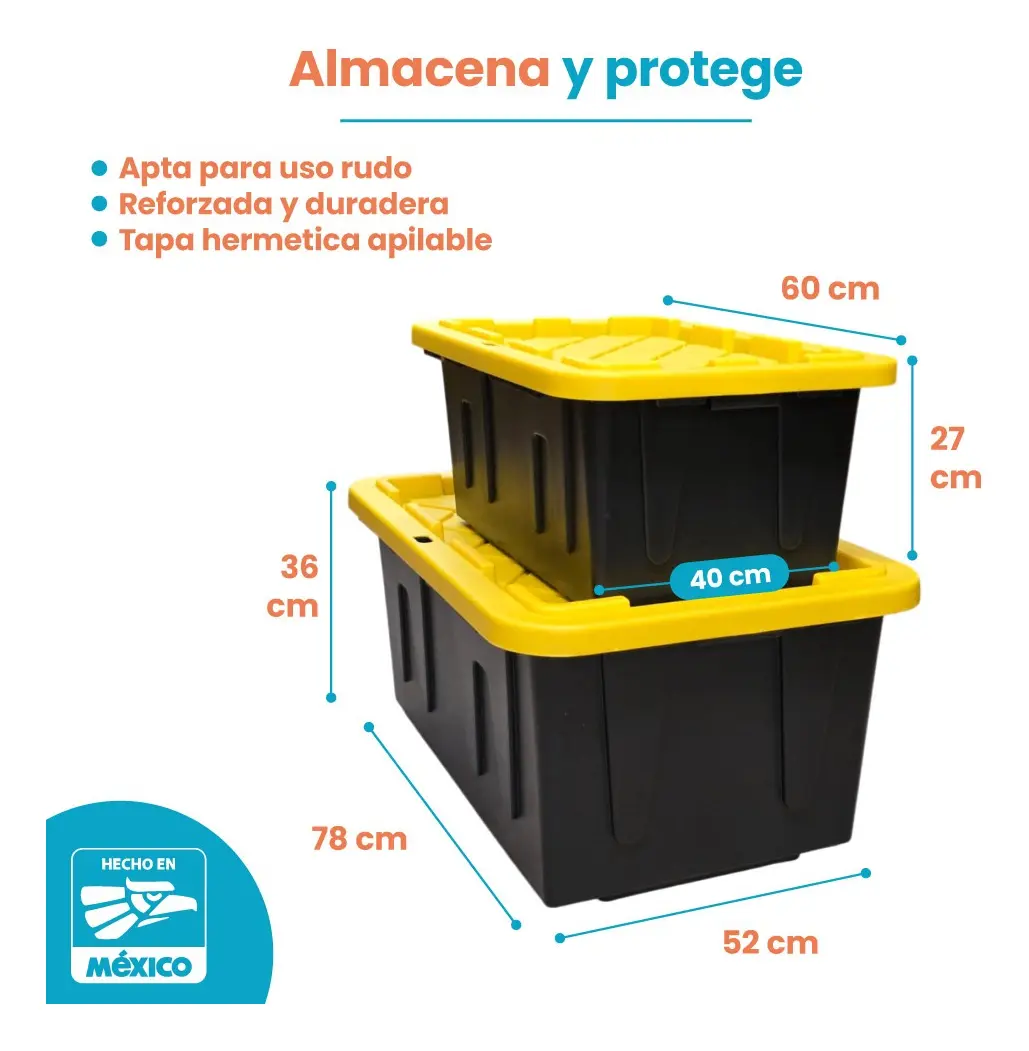 Combo 3 Cajas Ferreteras Organizadoras con Tapa, 1 Grande 102L y 2 Chicas 42L - Imagen 2
