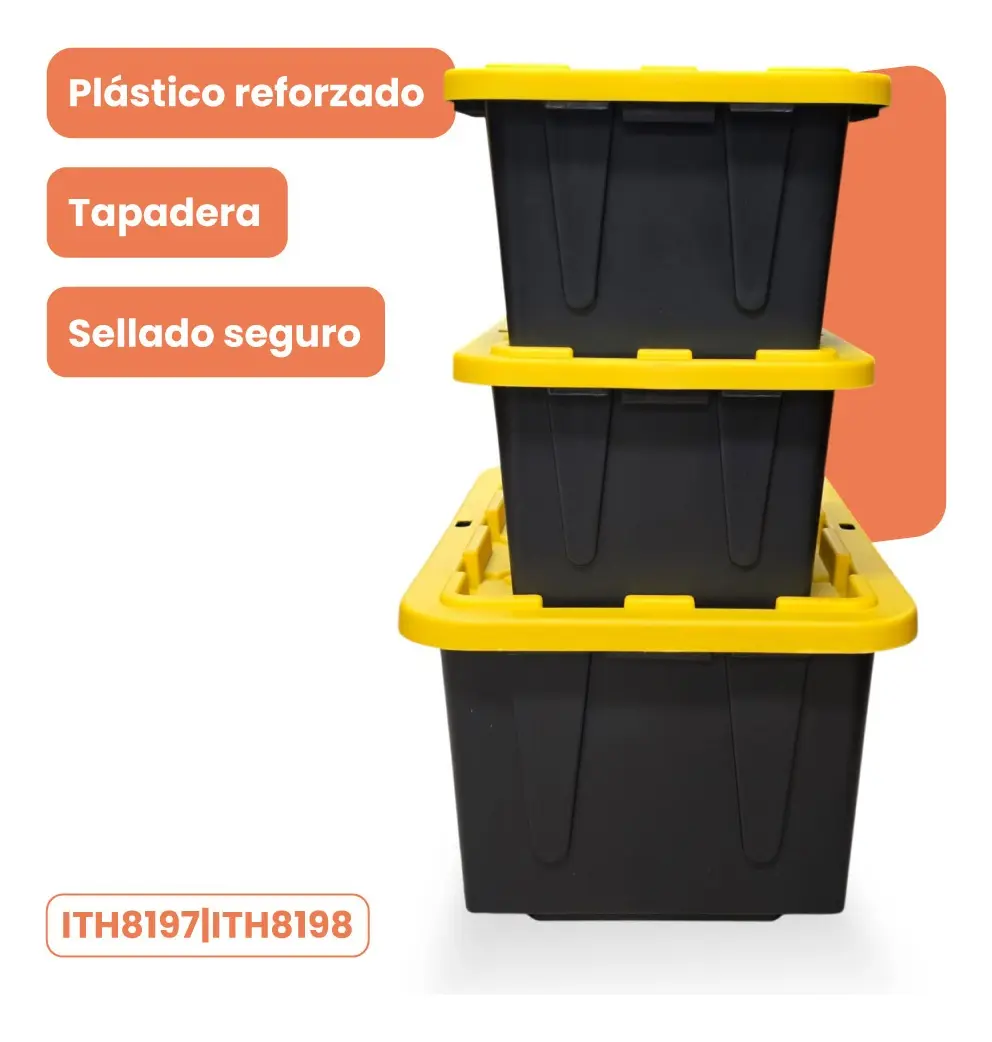 Combo 3 Cajas Ferreteras Organizadoras con Tapa, 1 Grande 102L y 2 Chicas 42L - Imagen 5