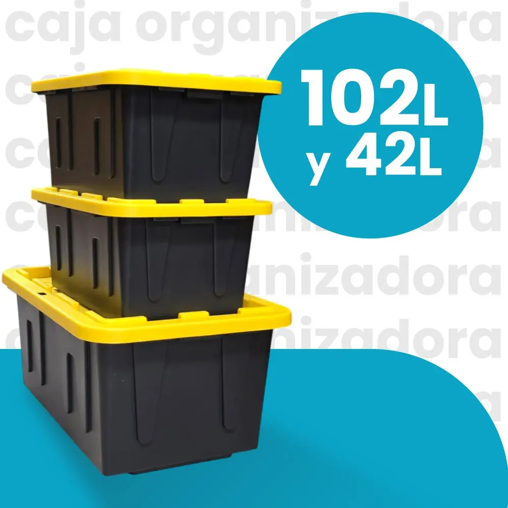 Combo 3 Cajas Ferreteras Organizadoras con Tapa, 1 Grande 102L y 2 Chicas 42L - Imagen 9