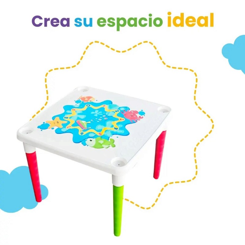 3 Mesas Infantiles Cuadrada La Ardilla con Diseño , Patas Desmontables - Imagen 2