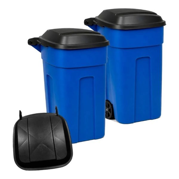 Combo 2 Botes de Basura 135 Litros con Ruedas, Tapa y Tapa de Repuesto Extra