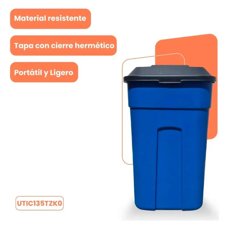 Combo 2 Botes de Basura 135 Litros con Ruedas, Tapa y Tapa de Repuesto Extra - Imagen 7