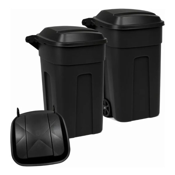 Combo 2 Botes de Basura 135 Litros con Ruedas, Tapa y Tapa de Repuesto Extra