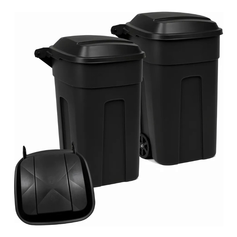 Combo 2 Botes de Basura 135 Litros con Ruedas, Tapa y Tapa de Repuesto Extra