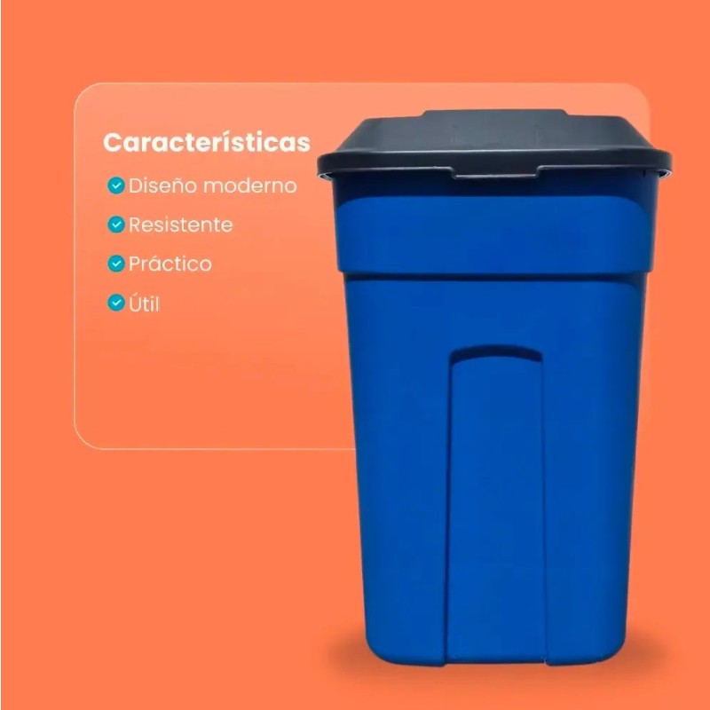 Combo 2 Botes de Basura 135 Litros con Ruedas, Tapa y Tapa de Repuesto Extra - Imagen 5