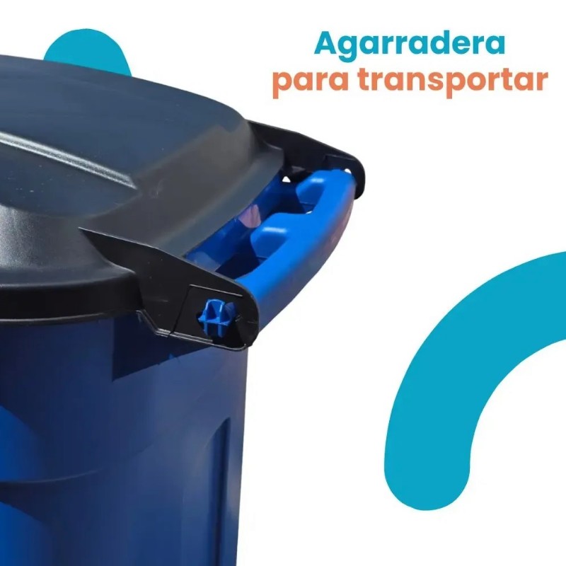 Combo 2 Botes de Basura 135 Litros con Ruedas, Tapa y Tapa de Repuesto Extra - Imagen 8