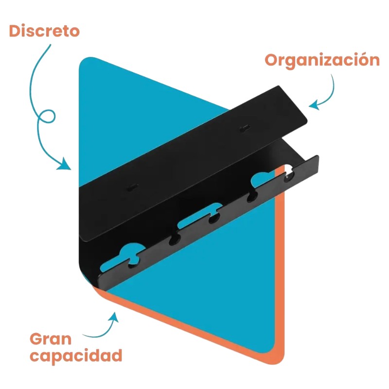 Combo 2 Organizadores de Cables Debajo del Escritorio, Blanco y Negro - Imagen 3