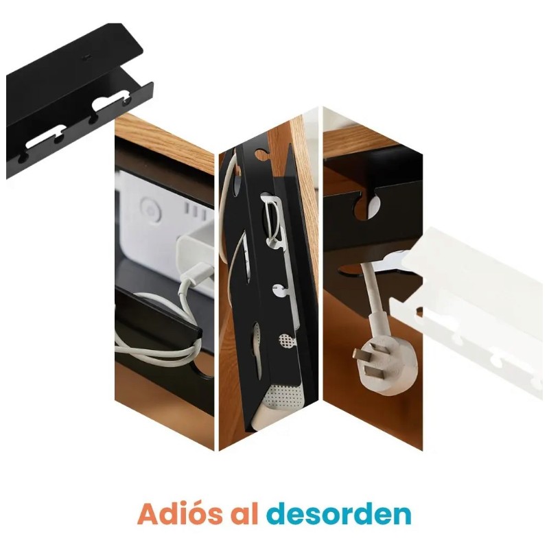 Combo 2 Organizadores de Cables Debajo del Escritorio, Blanco y Negro - Imagen 4